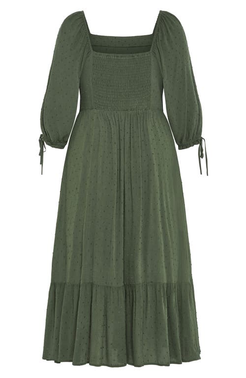 City Chic The Ally Clip Dot Maxi Dress In Green
