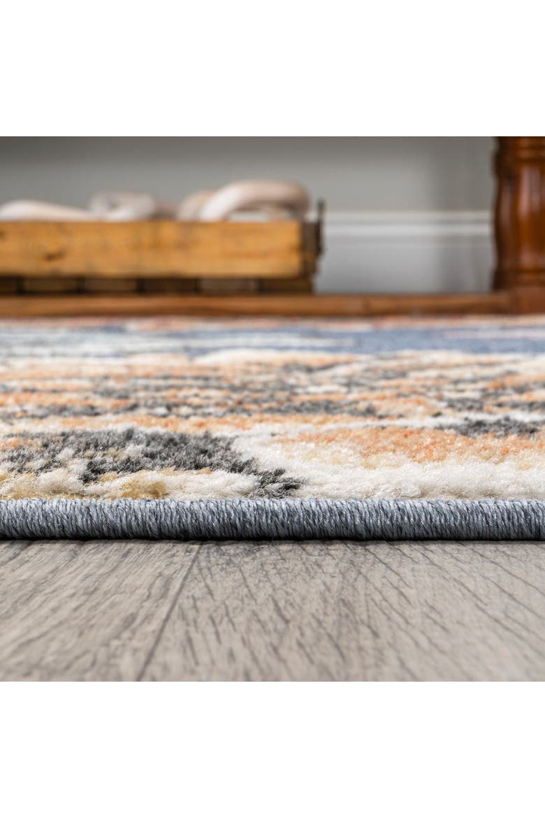 Giglio Modern Botanical Flower Area Rug, Alternate, color, Blue/Orange/Cream