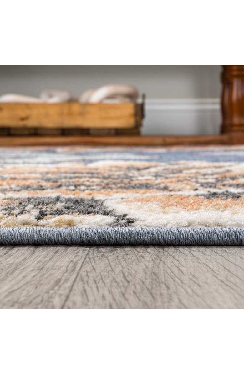 JONATHAN Y Giglio Modern Botanical Flower Area Rug, Alternate, color, Blue/Orange/Cream