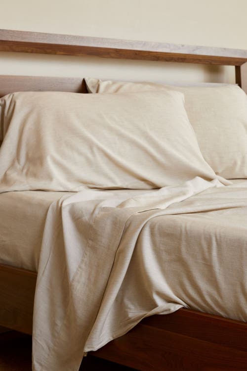 Bedvoyage Melange Viscose Cotton Blend Breathable Bed Sheets In Sand