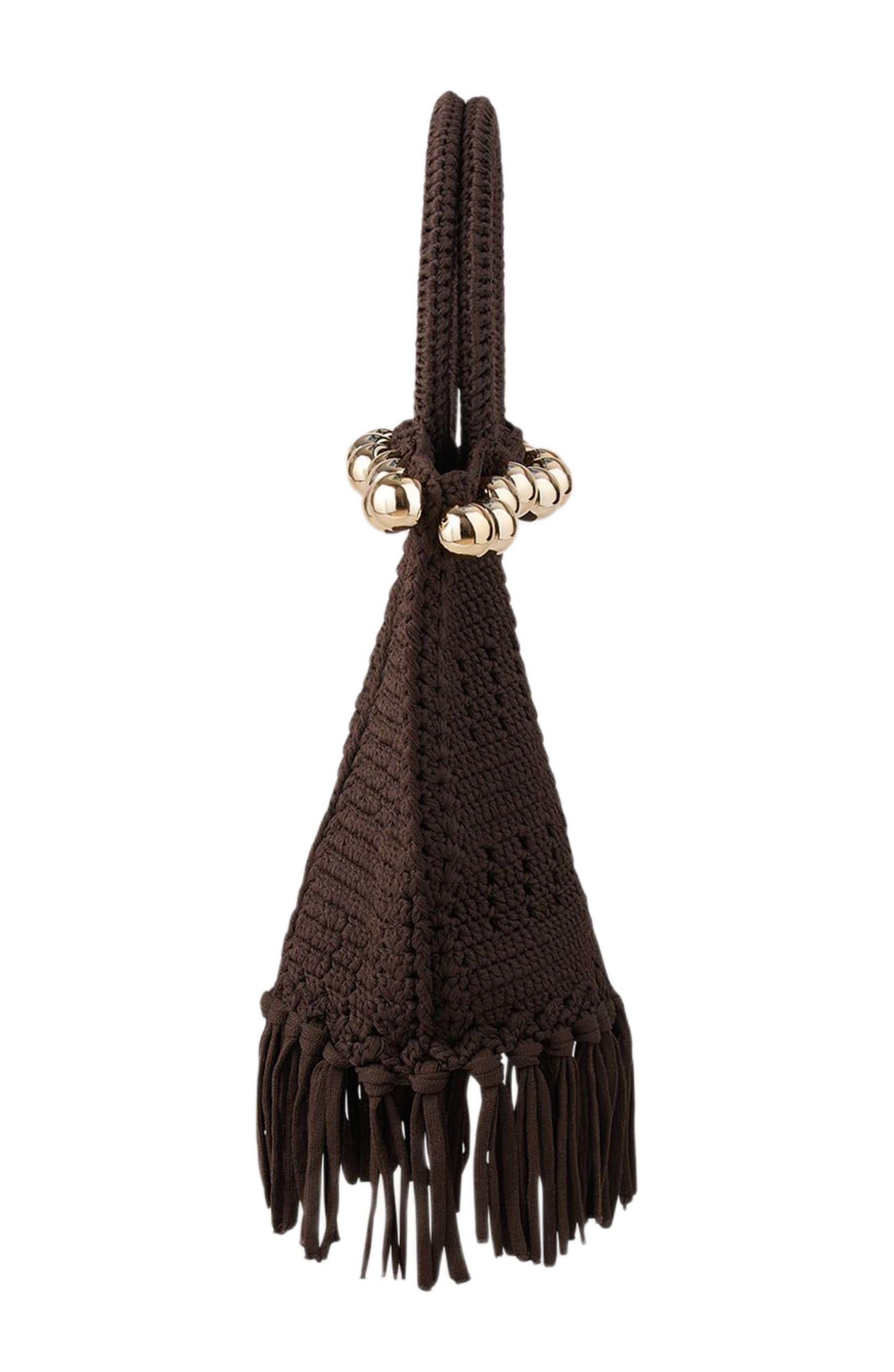 SANDRO Small beaded fringed crochet bag, Alternate, color, 