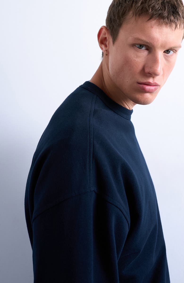 Topman Lightweight Oversize Cotton Sweatshirt, Alternate, color, Navy