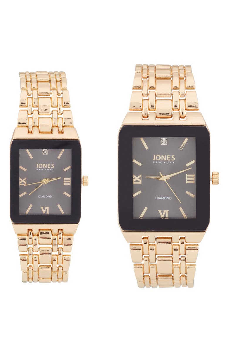 I TOUCH Set of 2 Diamond Bracelet Strap Watches, 40mm & 32mm, Main, color, Gold