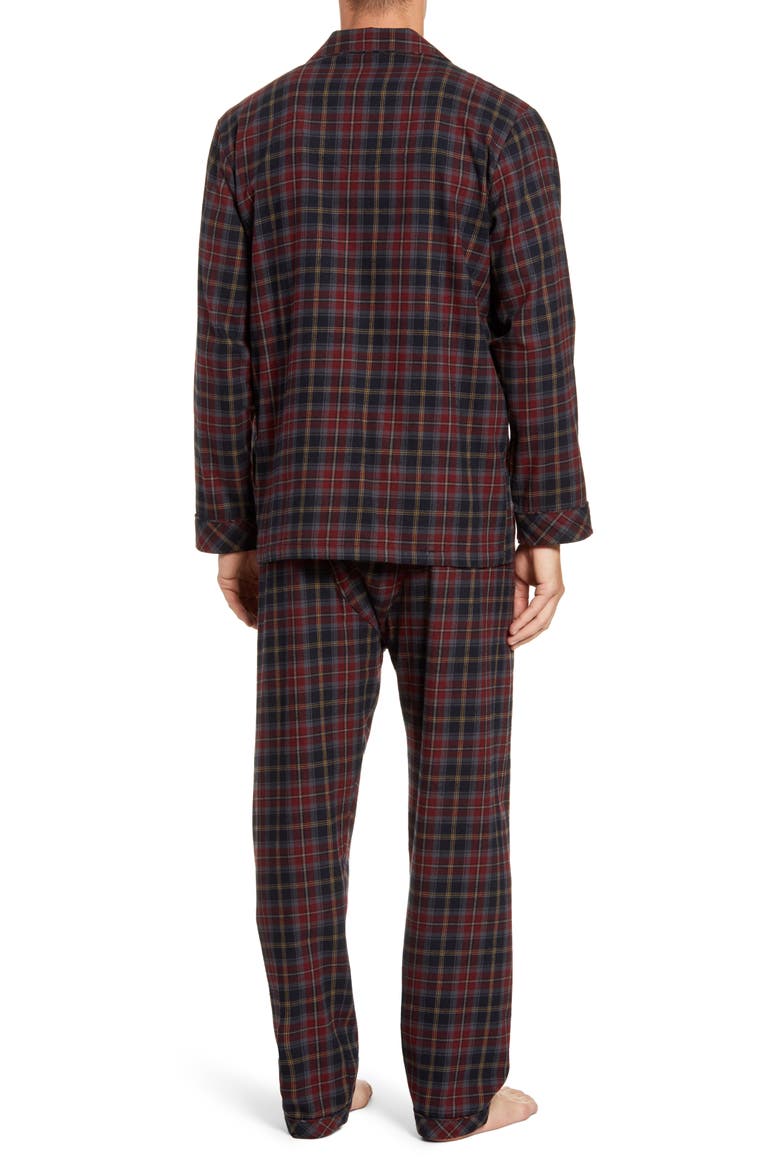 Trimmings Plaid Cotton Flannel Pajamas, Alternate, color, BLACK