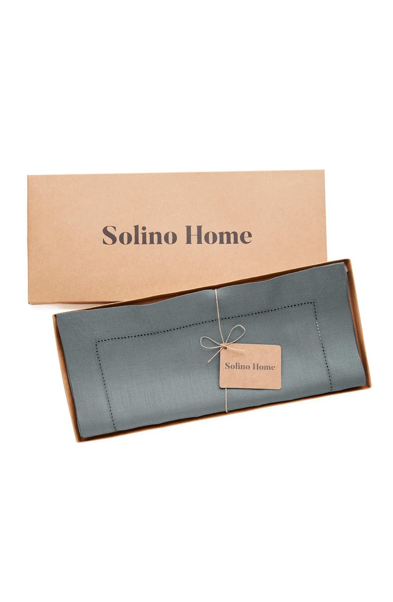 Solino Home Linen Table Runner - Classic Hemstitch, Alternate, color, Lava Smoke