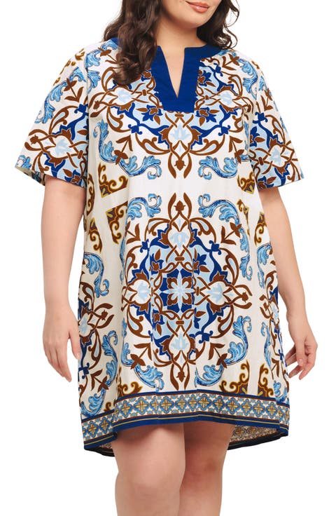 Printed High-Low Dress (Plus)