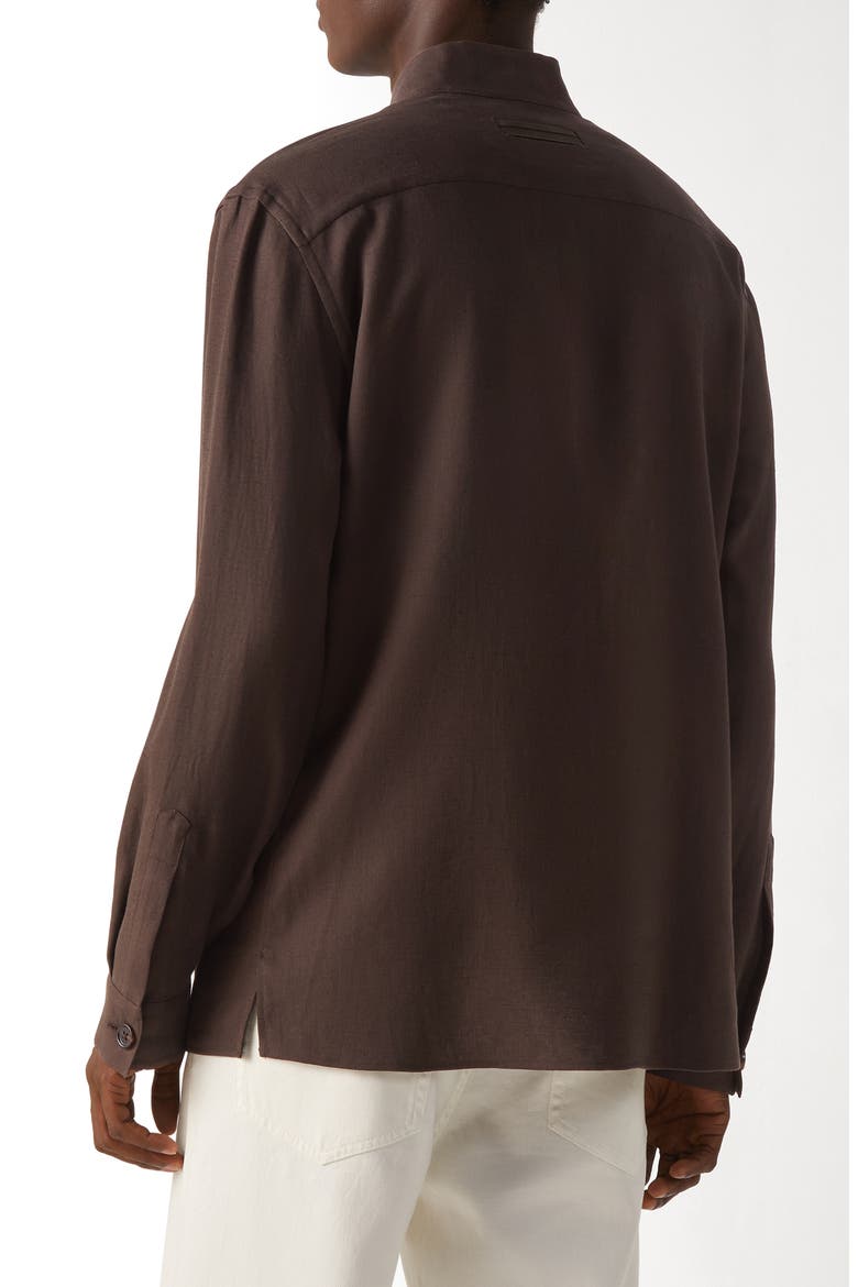 Oasi Lino Overshirt, Alternate, color, DARK BROWN