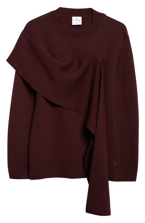 Courrèges Merino Wool Wrap Sweater In Burgundy
