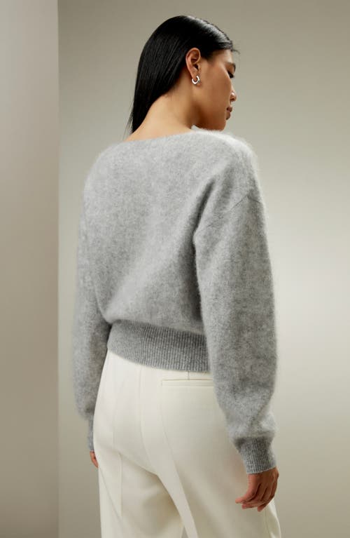 Shop Lilysilk Cropped V-neck Cashmere Sweater For Women In Light Gray