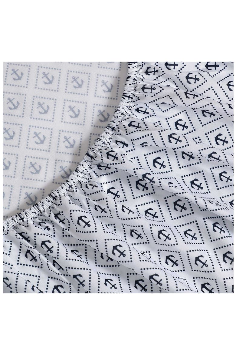 Diamond Anchor Cooling Microfiber Sheet Set, Alternate, color, WHITE/BLUE
