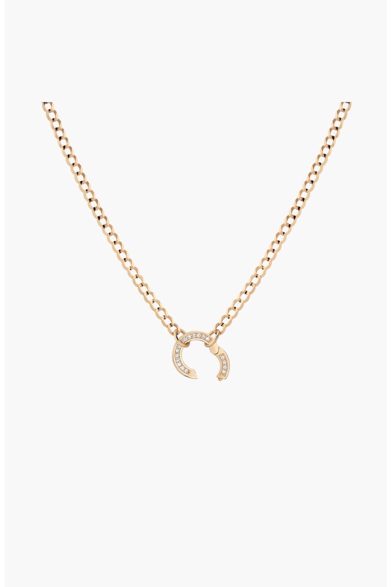 Curb Chain Charm Necklace White Sapphire Bail, Alternate, color, Yellow Gold Vermeil