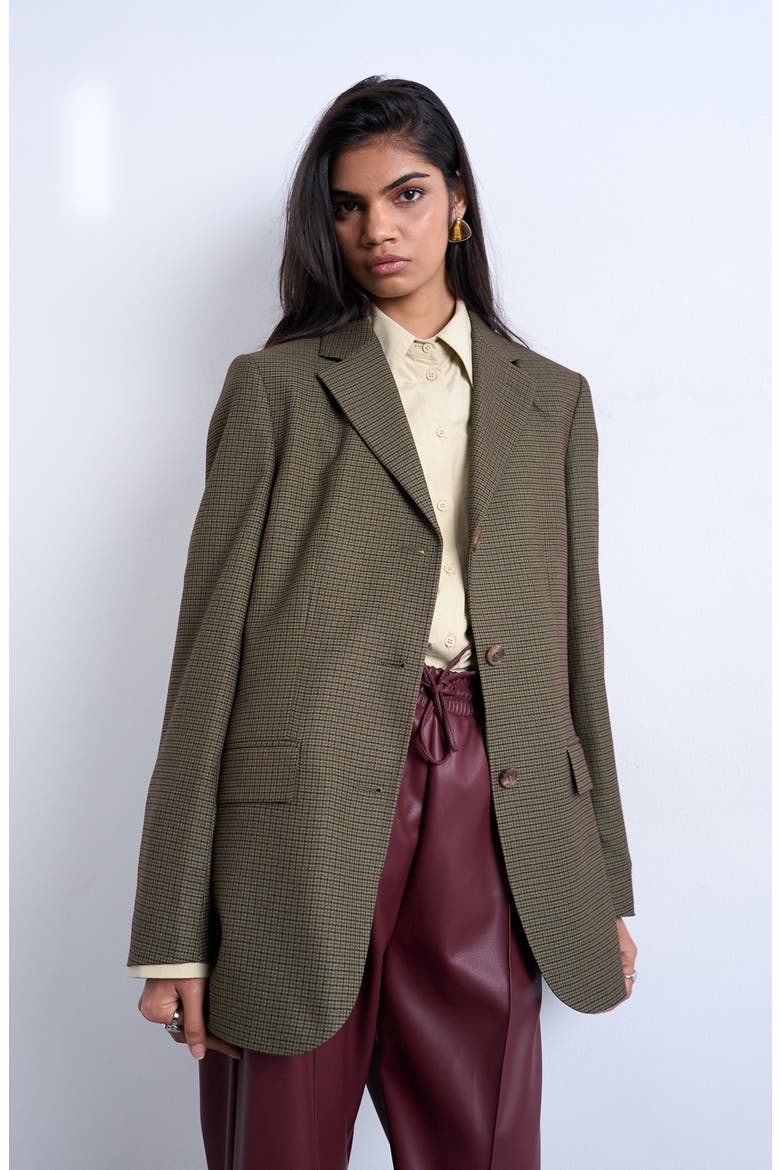 Oversize Houndstooth Blazer, Main, color, MEDIUM GREEN