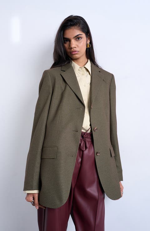 Oversize Houndstooth Blazer