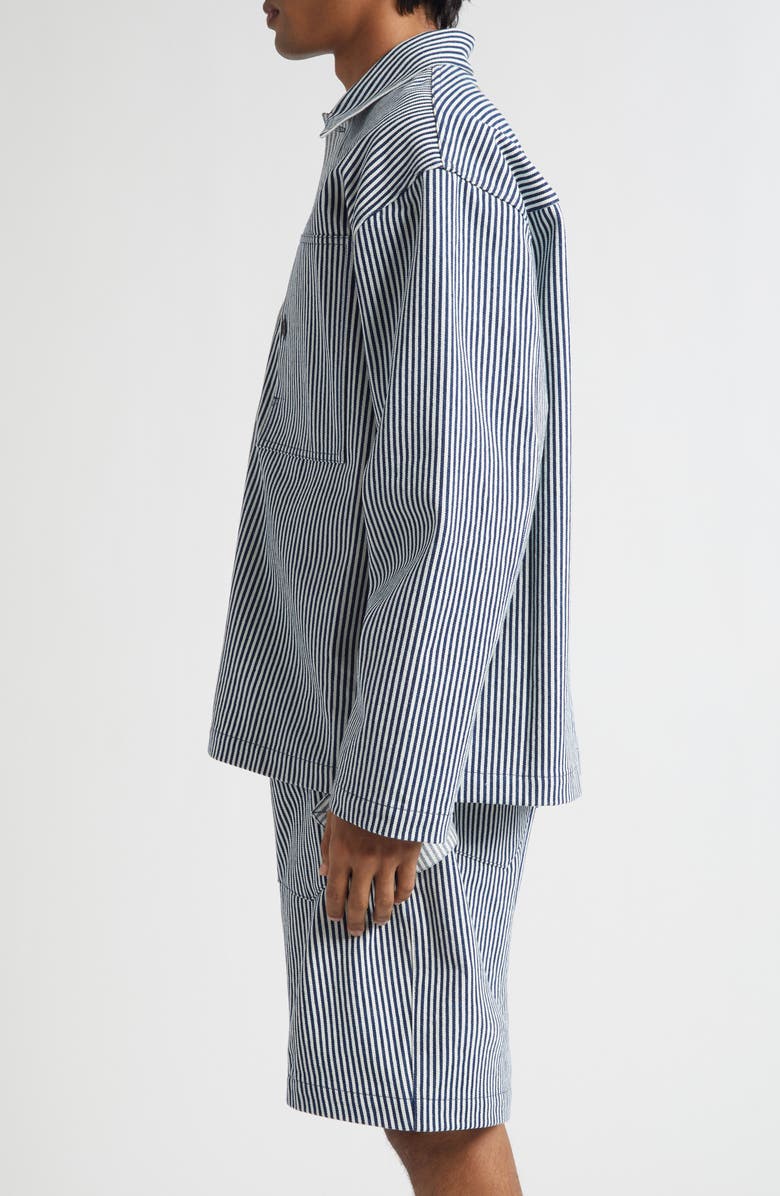 JW Anderson Stripe Patch Pocket Overshirt, Alternate, color, Off White/ Navy