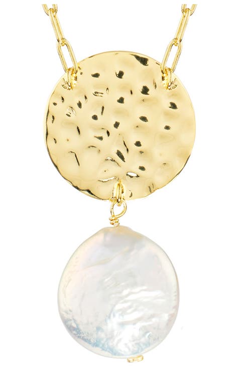 Athra Luxe Hammered Disc & Coin Pearl Pendant Necklace In Multi