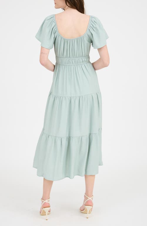 August Sky Flutter Sleeve Tiered Maxi Dress