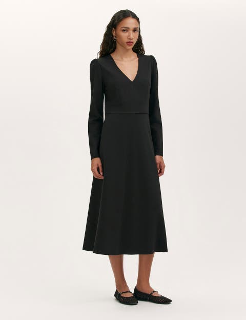 Seraphina Ponte Jersey V Neck Midi Dress