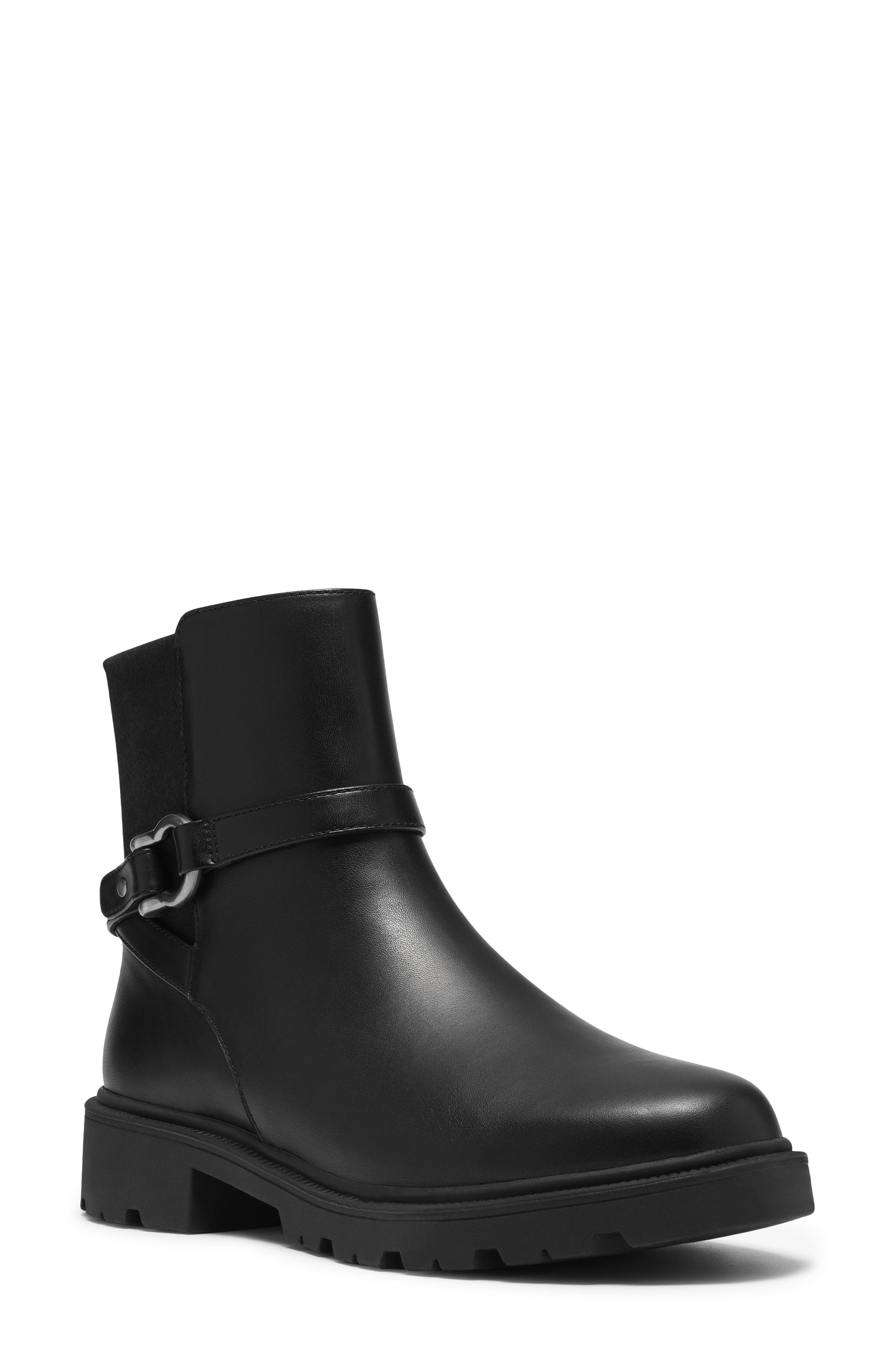 Code L Bay Leather Bootie, Main, color, BLACK LEATHER