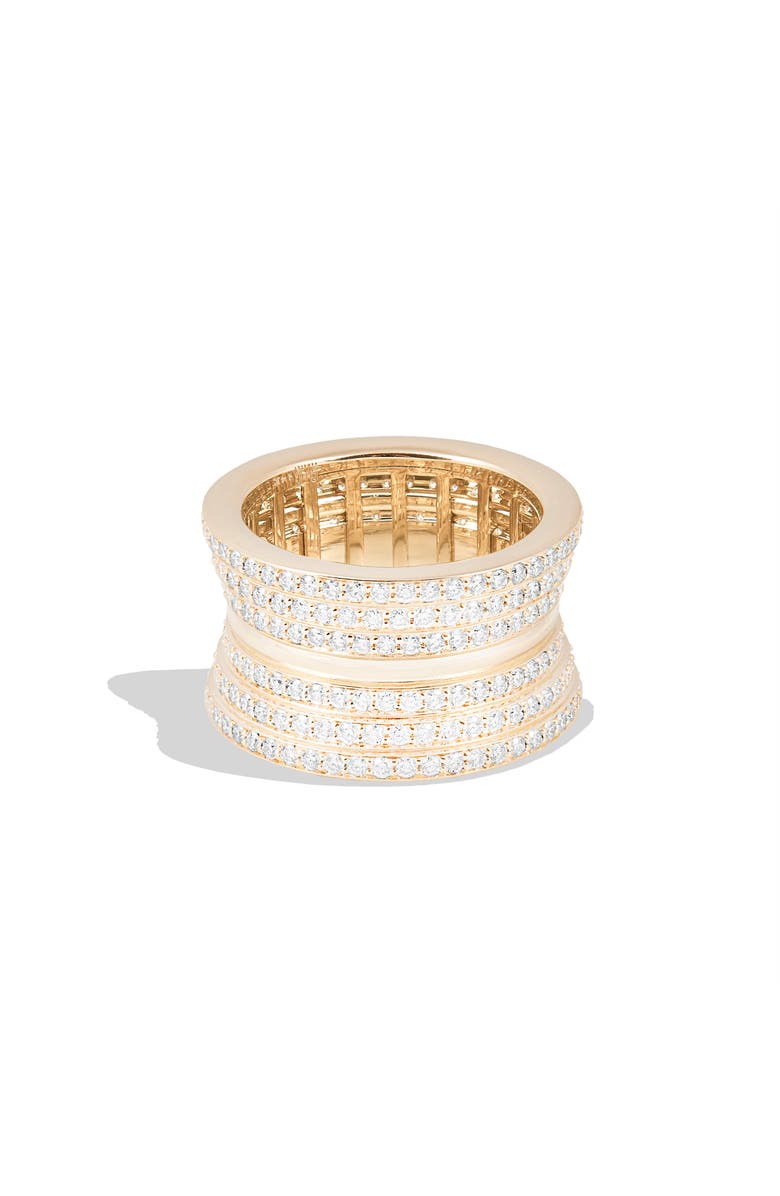 Campbell + Charlotte Revel Dimensional Pave Cigar Band, Main, color, Diamond- Gold