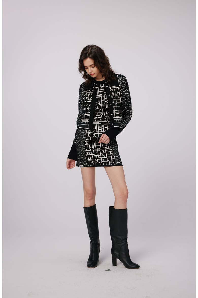 Aviva Logo Print Reversible Knit Minidress, Alternate, color, DVF LOGO/LEOPARD BLK/IVORY