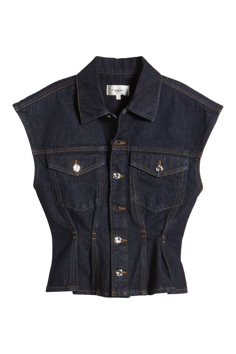The Nipped Denim Vest, Alternate, color, RINSE