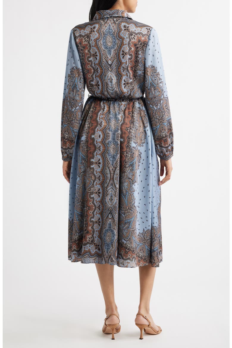 Mixed Paisley Long Sleeve Midi Shirtdress, Alternate, color, BLUE MULTI