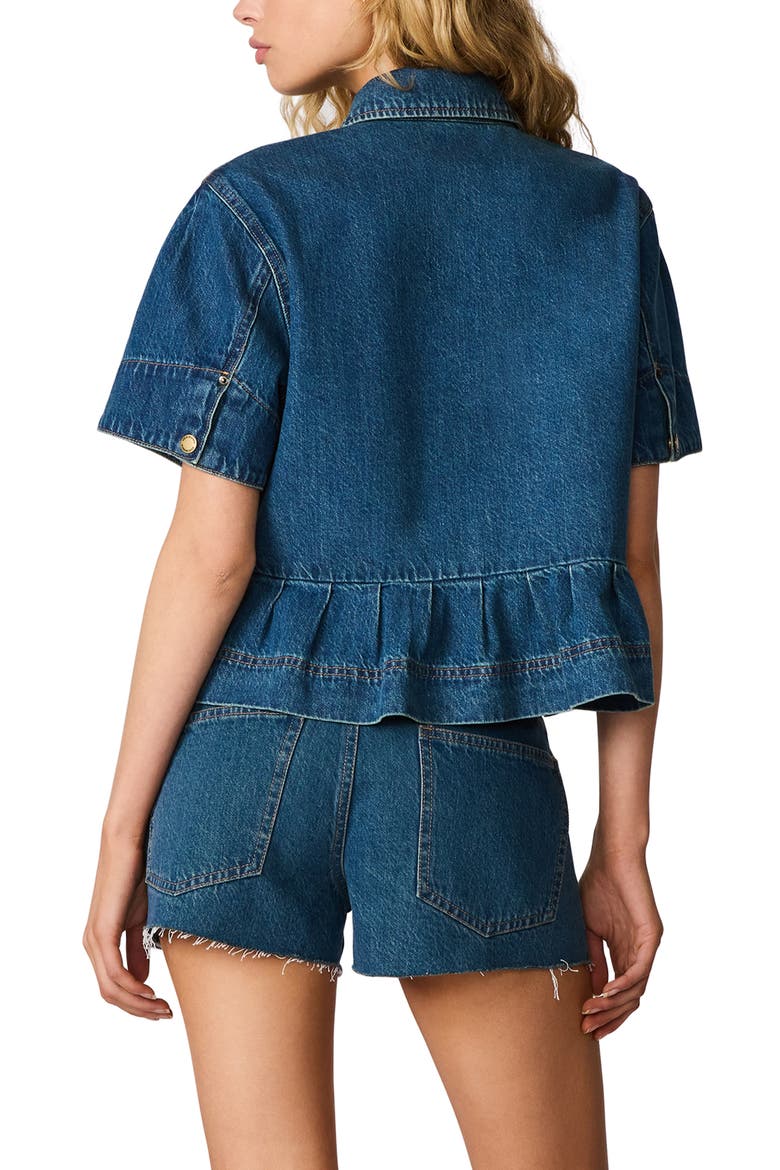 Haezel Peplum Denim Jcket, Alternate, color, ORION BLUE