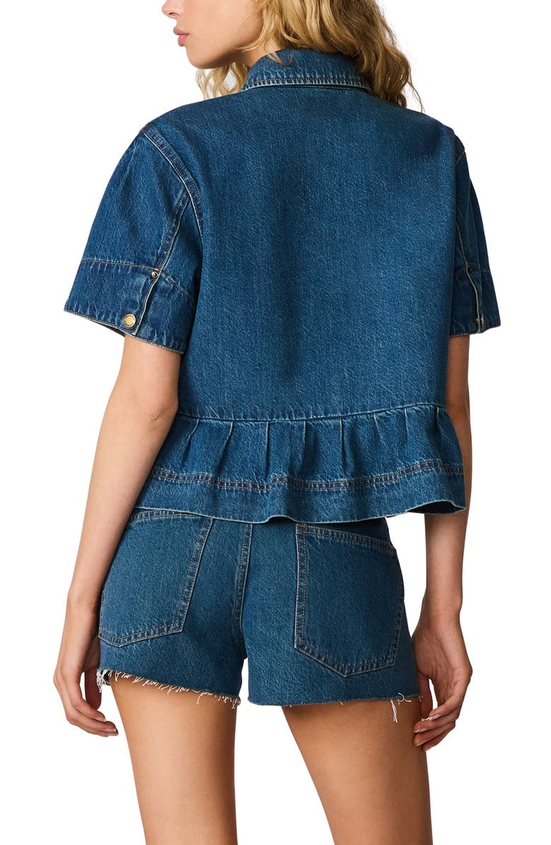 Steve Madden Haezel Peplum Denim Jcket, Alternate, color, Orion Blue