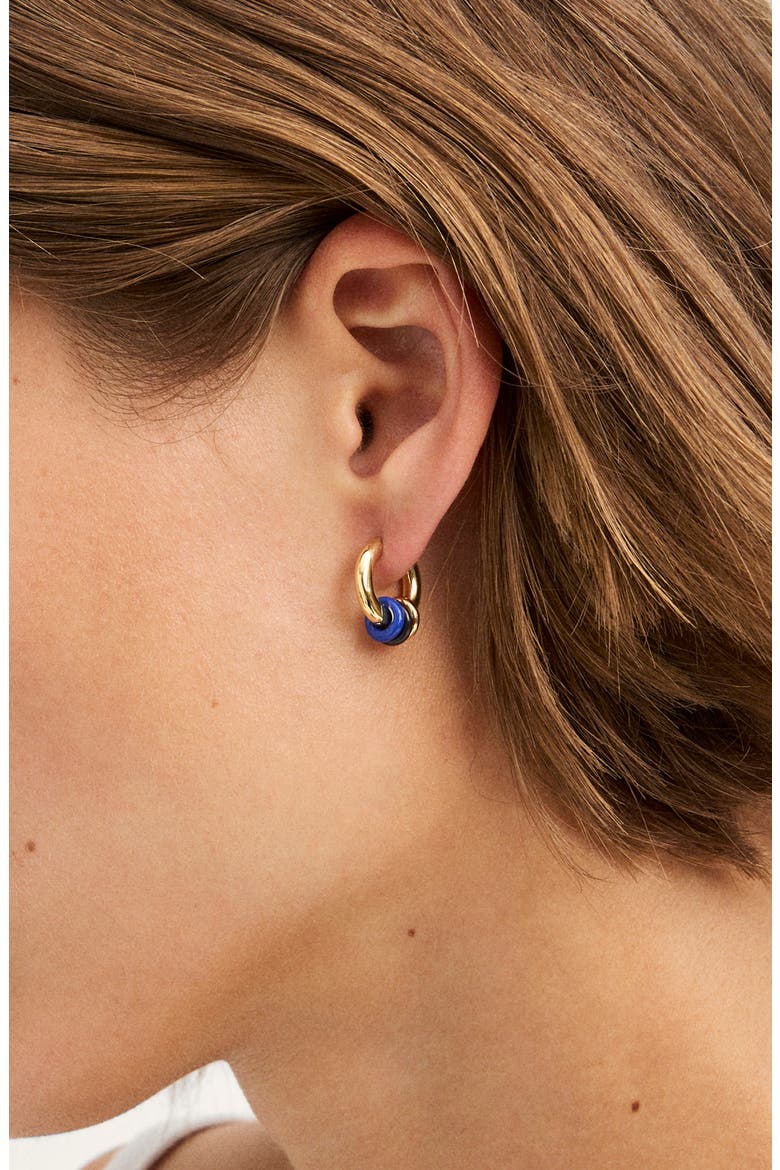 Triple-Ring Huggie Hoop Earrings, Alternate, color, ATLAS BLUE