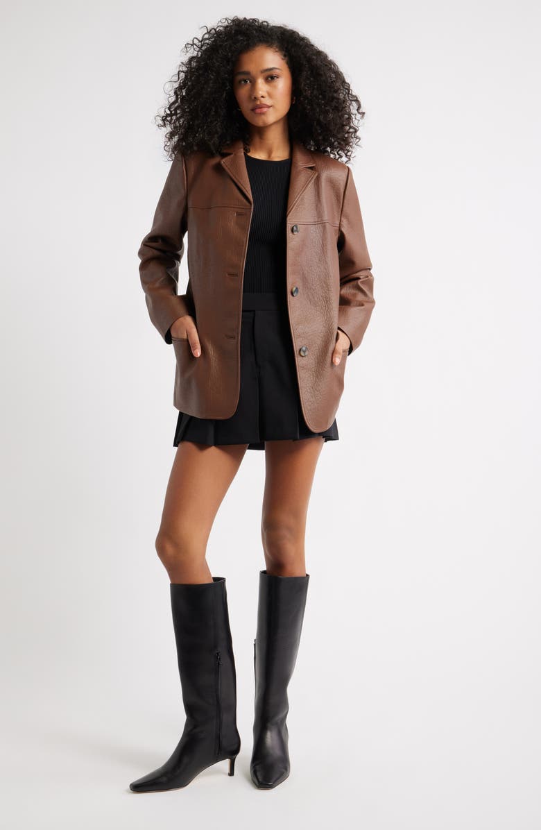 Open Edit Pebble Faux Leather Jacket, Alternate, color, Brown Soil