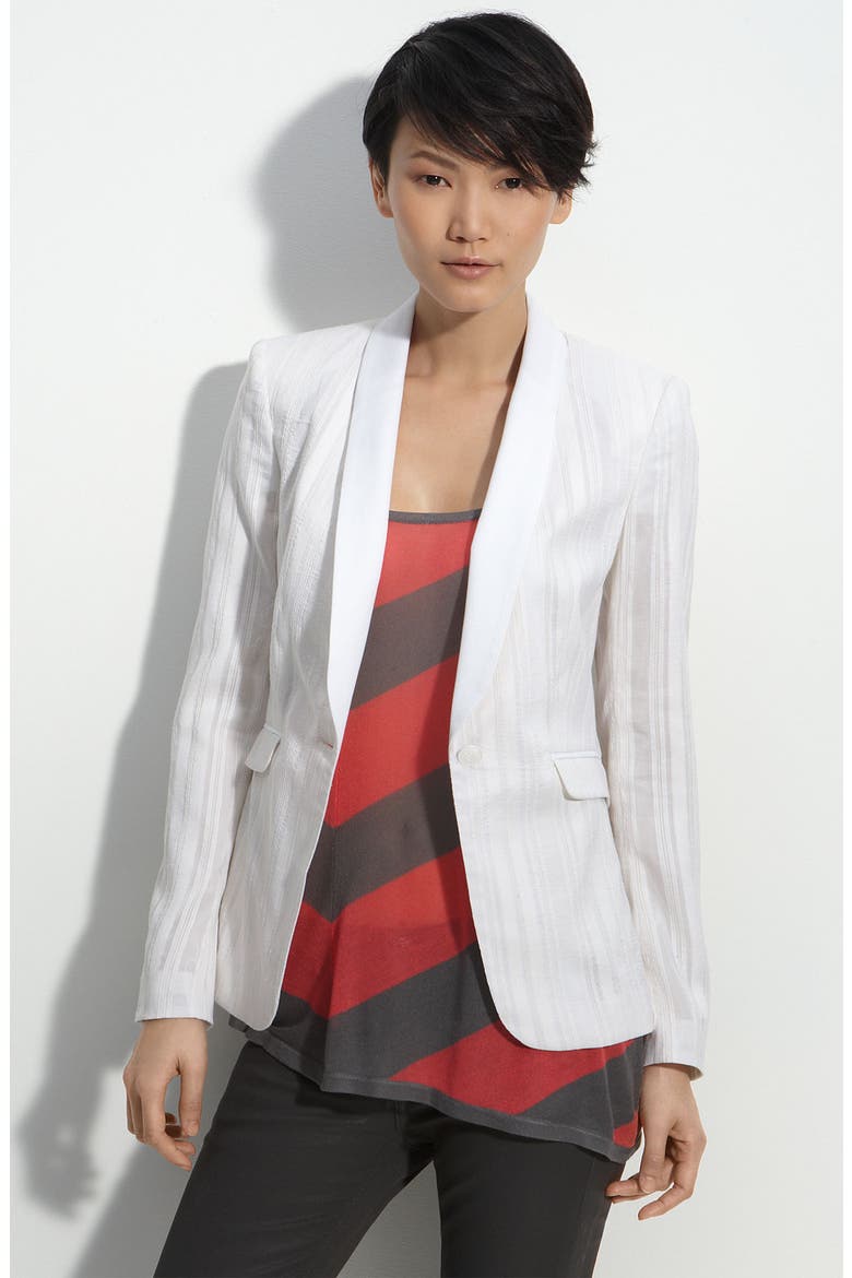 'Dinner' Stripe Blazer, Main, color, WHITE