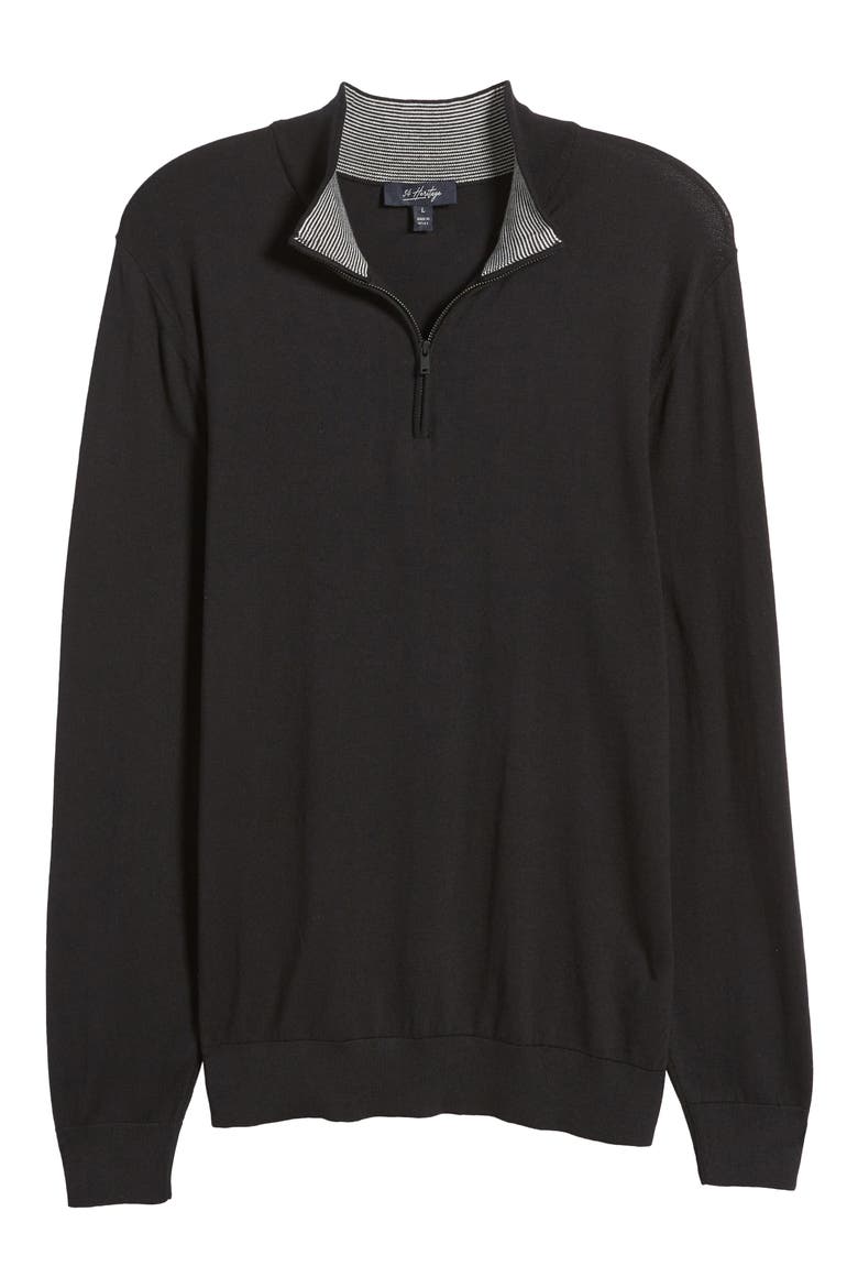 Quarter Zip Sweater, Alternate, color, BLACK