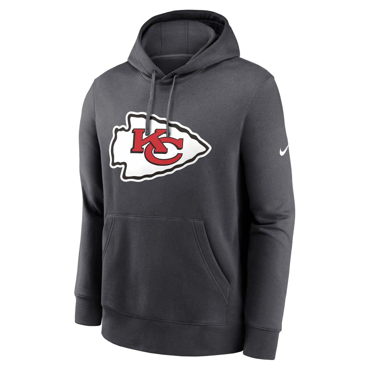 Nike Men's Nike Anthracite Kansas City Chiefs Club Logo Pullover Hoodie ...