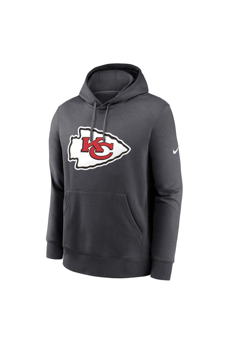 Men's Nike Anthracite Kansas City Chiefs Club Logo Pullover Hoodie, Alternate, color, Anthracite