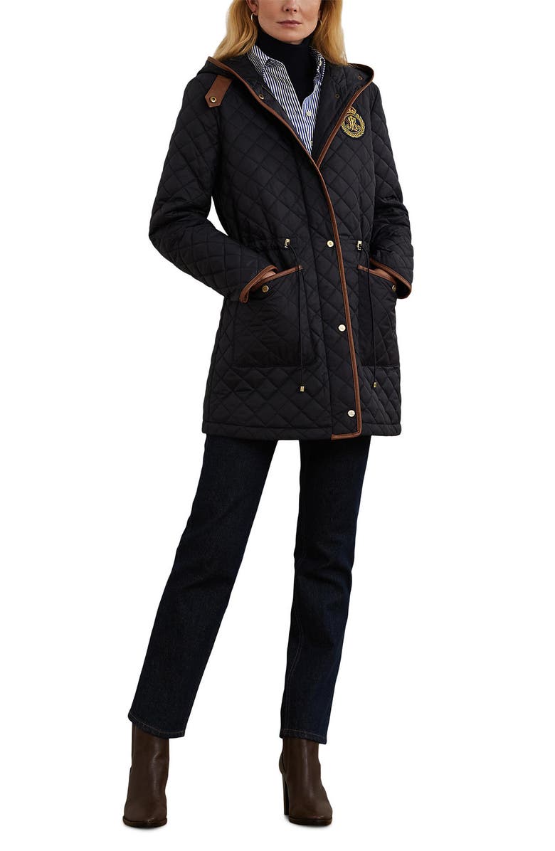 Lauren Ralph Lauren Crest Logo Quilted Coat, Alternate, color,