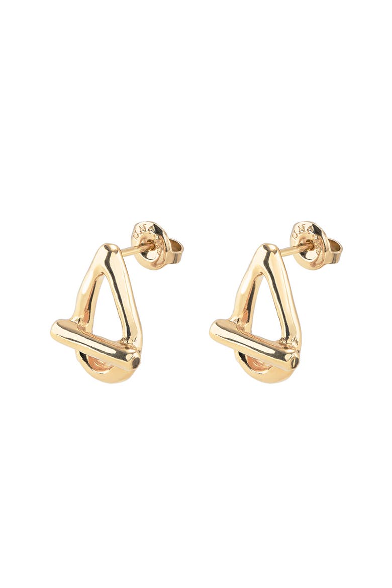 Drop Oval Link Shaped Earrings, Alternate, color, Gold