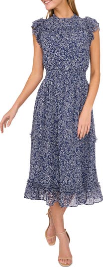 Floral Flutter Sleeve Midi Dress