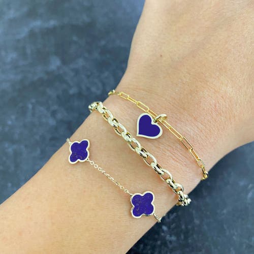 The Lovery Fine Jewelry Small Lapis Clover Bracelet In Blue