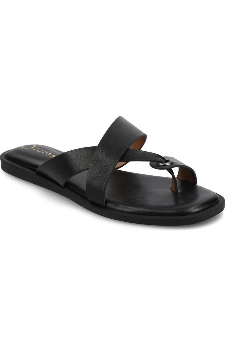 Journee Collection Prizzie Flat Slide Sandal, Main, color, Black Prizzie