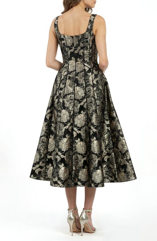 Mila Mae Jacquard Sleeveless Fit & Flare Midi Dress In Black