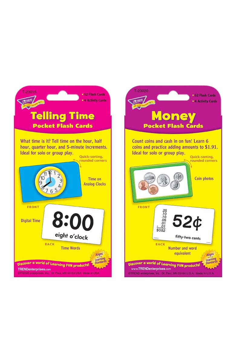 TREND Enterprises Time & Money Flash Cards Bundle, Alternate, color, Multicolored