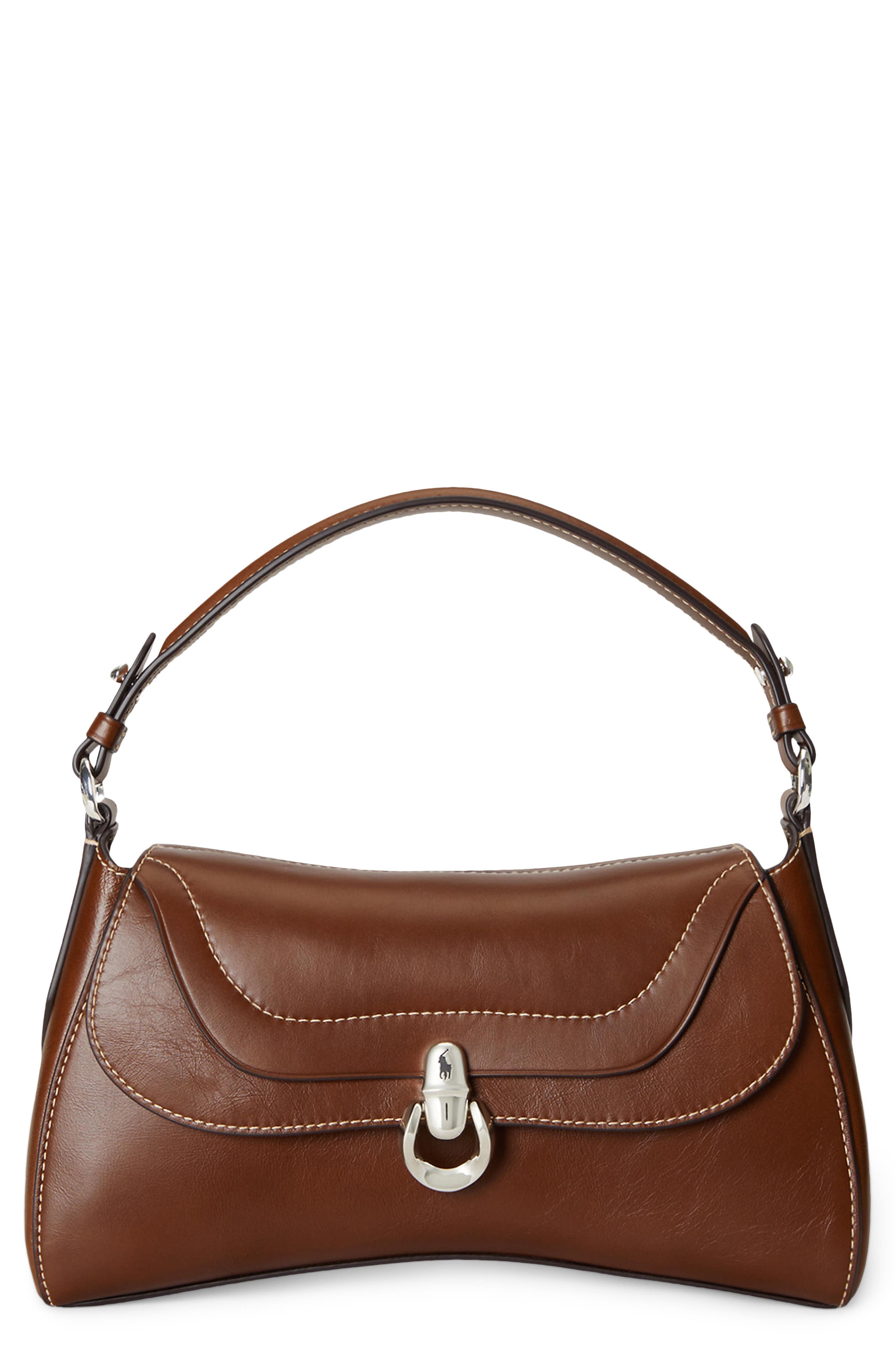 Leather Crossbody Bag, Main, color, CHESTNUT