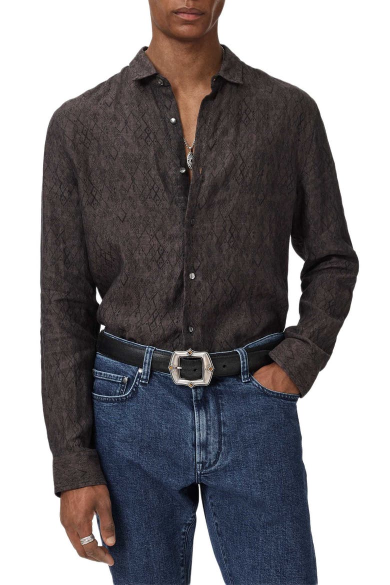 Thompsom Linen Button-Up Shirt, Main, color, BLACK