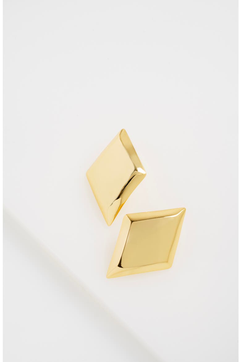 Georgie Large Diamond Shape Stud Earrings, Alternate, color, GOLD TONE