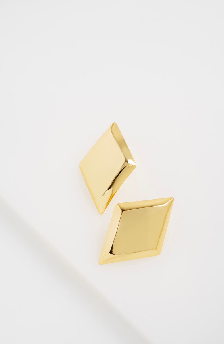 Ted Baker Georgie Large Diamond Shape Stud Earrings, Alternate, color, Gold Tone