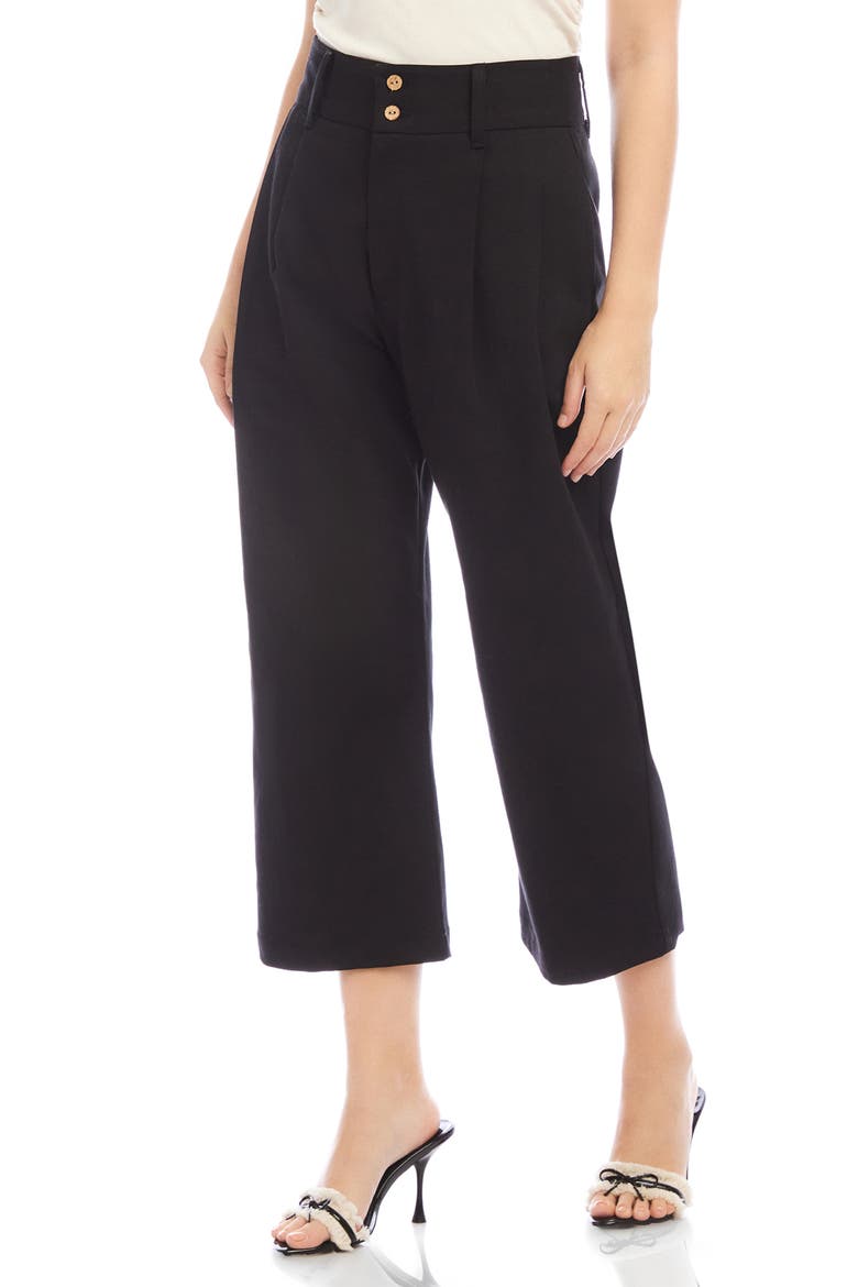 Sadie High Waist Wide Leg Crop Pants, Alternate, color, BLACK