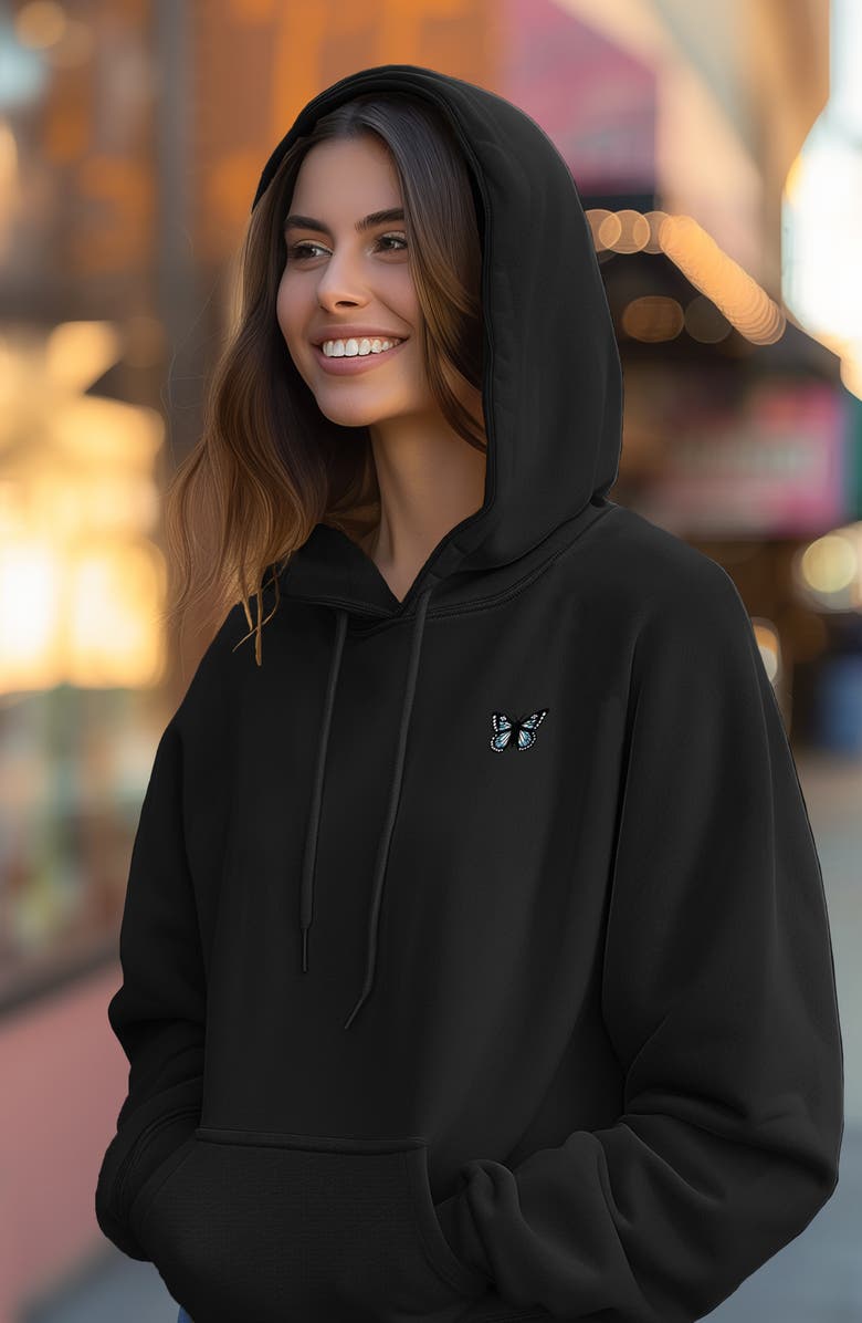 Dalix Womens Butterfly Midweight All Day Hoodie, Alternate, color, Black