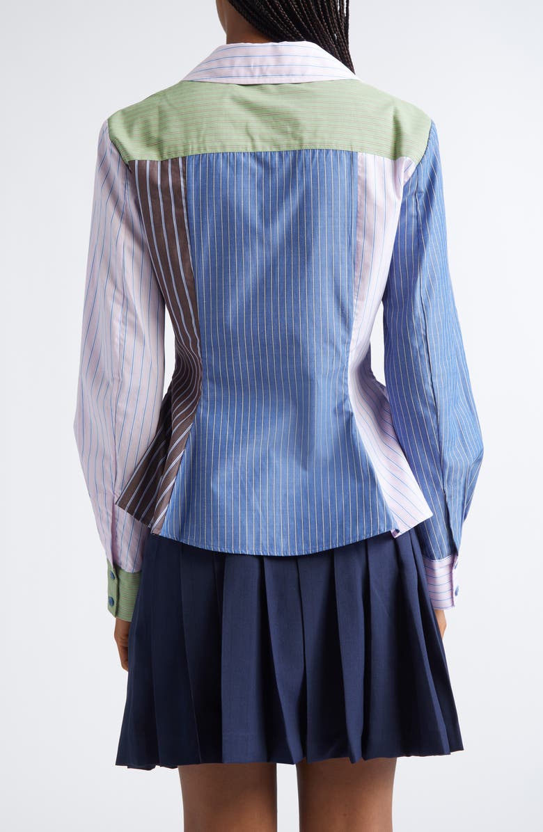 Stine Goya Stripe Peplum Organic Cotton Shirt, Alternate, color, Blue Multi Stripes Mix