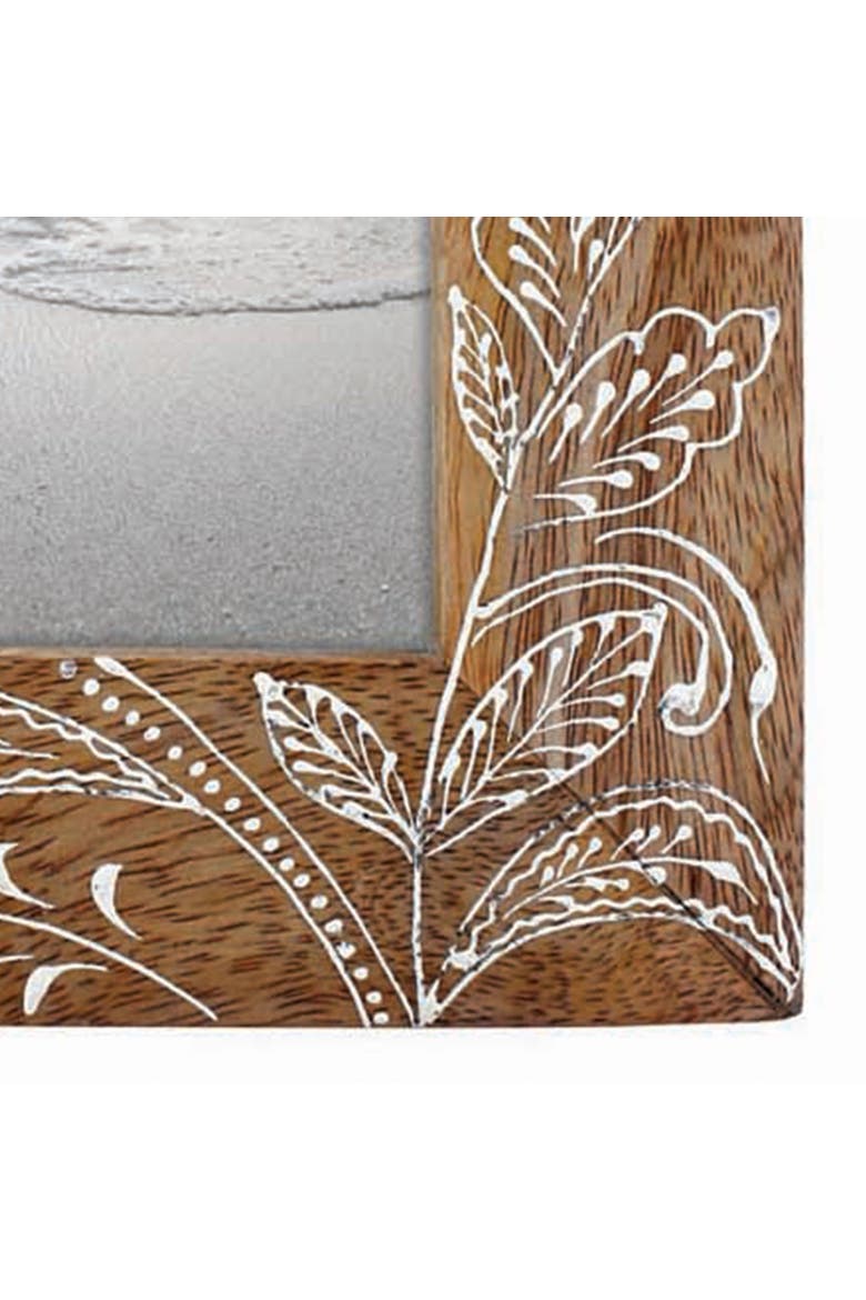 Natural Wood 4 x 6 inch Floral Pattern Decorative Wood Picture Frame, Alternate, color, Brown