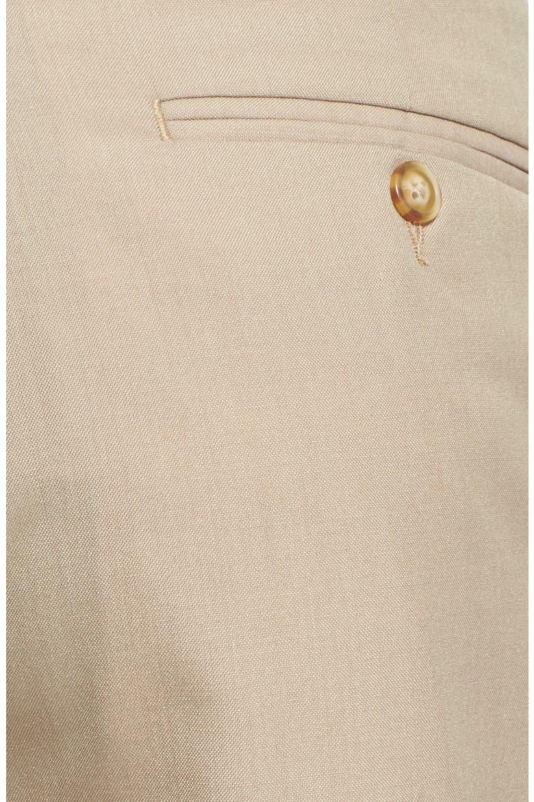 Self Sizer Waist Plain Weave Pleated Washable Trousers, Alternate, color, TAN